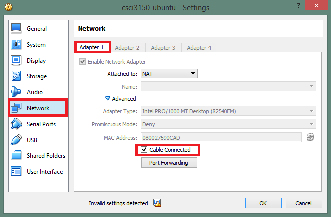 Network setting of VM